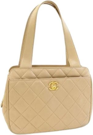 Chanel Pre-owned Vintage Tote Bag - Dames - Vintage Shopper - Beige - ONE Size - Leer - Vintage