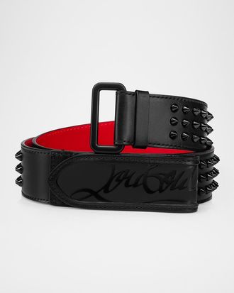 Christian Louboutin Men & apos;s Loubi Sneaker Spiked Belt