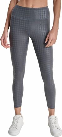 DKNY Womens High-Rise 7/8 Workout Leggings In Silver / Turbulence