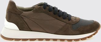 Brunello Cucinelli Sneakers ricamate in nylon e pelle scamosciata con monile