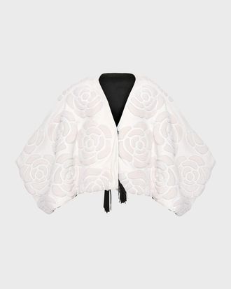 Gorski Select Shearling Lamb Floral Embroidered Reversible Jacket