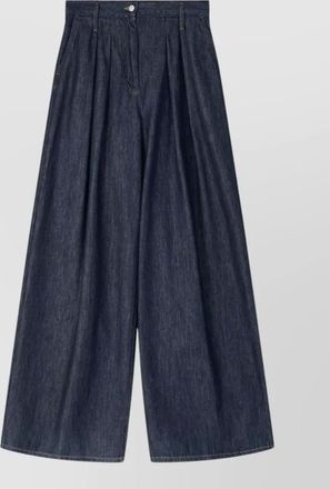 Dries Van Noten wide leg trousers belt loops pleated front