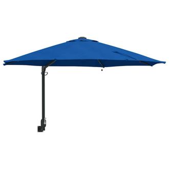 Berkfield Home Wall-mounted Garden Parasol with LEDs Azure Blue 248 cm