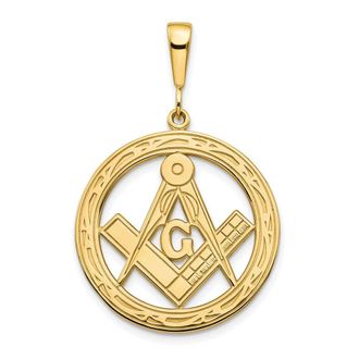 Diamond2Deal 10k Yellow Gold Polished Textured Masonic Symbol Pendant