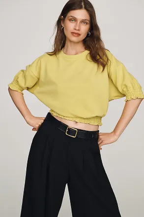 Maeve Short-Sleeve Bubble Sweatshirt