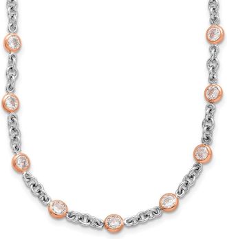 Diamond2Deal Sterling Silver Rhodium-plated Cubic Zirconia Station Necklace 24