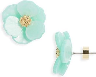 Nordstrom Floral Statement Stud Earrings in Seafoam- Gold at Nordstrom
