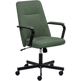 Beliani Beliani - Traditional Modern Office Chair Fabric Swivel Adjustable with Armrests Dark Green Caroga
