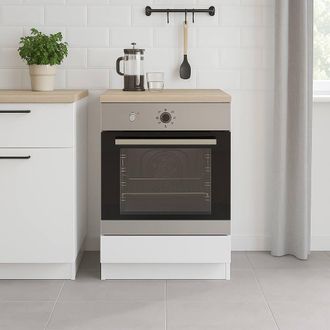 Dmora Mobile Per Forno Lunea, Base Forno Da Incasso, Mobile Contenitore Con Vano Forno, Struttura Base Per Elettrodomestico, 60x60 H90 Cm, Bianco E Rovere -