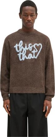 Thisisneverthat Heart Logo Gebreide Trui - Heren - Ronde hals truien - Bruin - XL - Polyester - Truien & Vesten