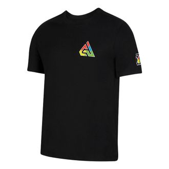 Nike Back Logo Pattern Printing Round Neck Casual Short Sleeve Black DV5366-010