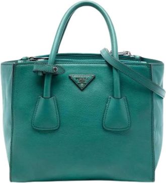 Prada Pre-owned Handbags, female, Green, Size: ONE SIZE Pre-owned Twin Pocket Satchel