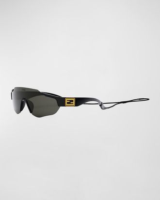Fendi Mens FF-Logo Rimless Shield Sunglasses