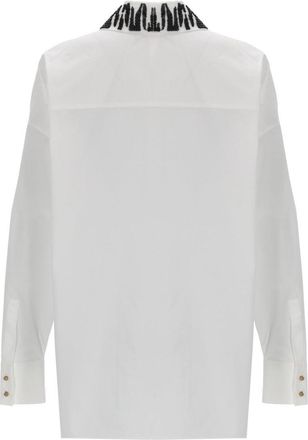 Max Mara Rhinestone-Embellished Cotton Shirt - White