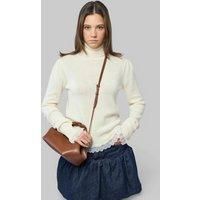 Ganni Merino Turtleneck W Lace Details