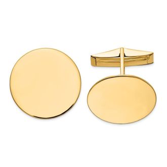 Diamond2Deal 14K Yellow Gold Circular Polished Mens Cuff Links