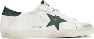 Golden Goose White Green Lace Up Sneakers