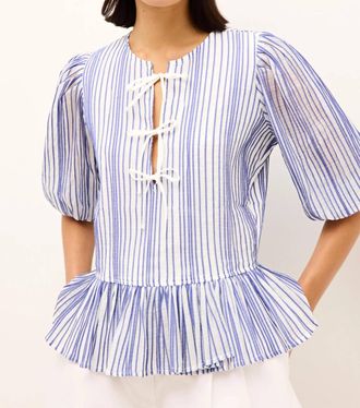 Marie Oliver Estella Front Tie Top In Dazzling Stripe