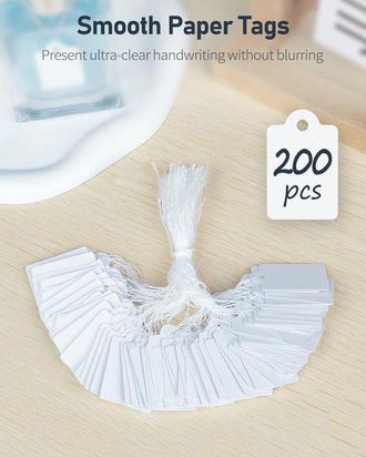 OEM 200 Etiquetas De Precio Blancas De 2,5 Cm Con Cordones Para Colgar, Ideales Para Ropa, Joyas, Garajes, Suministros Y Regalos
