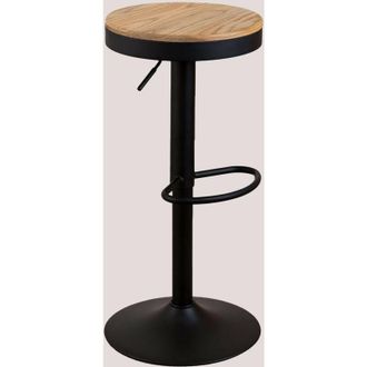 Sklum Taburete Alto Regulable En Acero Y Madera De Olmo Bardder Sklum