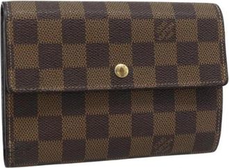 Louis Vuitton Pre-owned Damier Ebene Canvas Portemonnee - Dames - Vintage Accessoires - Bruin - ONE Size - Vintage