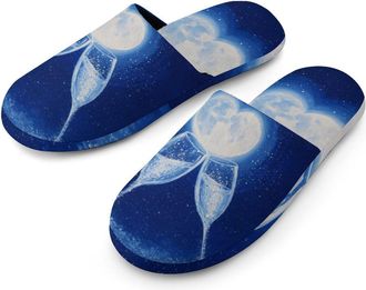 Generic Night Sky Champagne New Year Mens House Slippers Slip Indoor Slipper On Shoes Warm Outdoor