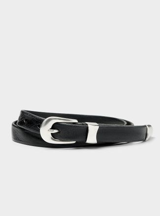 Our Legacy Mens Slim Western-style black leather belt