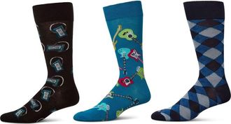MeMoi Hobby Assorted 3-Pack Crew Socks in Oatmeal at Nordstrom, Size 10-13
