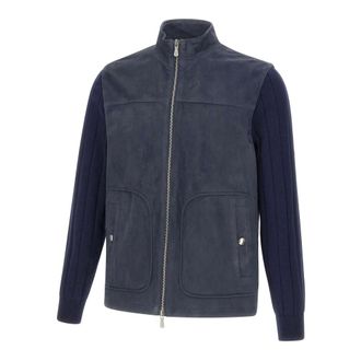 Eleventy Leather Jackets, male, Blue, Size: 2XL Eleventy Jackets Blue