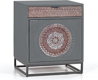 Giner&Colomer Mesita madera de mango y patas de metal gris y marron