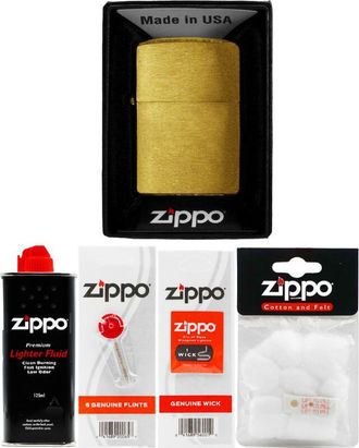 OEM Juego De Encendedores Zippo De Lat&oacute;n Cepillado, Gasolina, Piedras, Mechas De Algod&oacute;n Accesorios