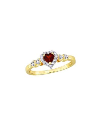 Rina Limor Silver 0.46 ct. tw. Diamond & Lab-Grown Created White Sapphire, Garnet Halo Ring
