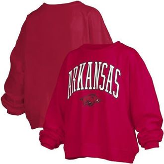 Pressbox Womens Pressbox Cardinal Arkansas Razorbacks Janise Arch Over Logo Waist Length Oversized Pullover Sweatshirt at Nordstrom, Size Xx-Large