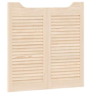 vidaXL Puertas Batientes 2 Pcs Natural Madera De Pino Maciza Vidaxl