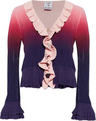 Casablanca Ruffled Cardigan - Dames - Vesten - Roze - M - Leer - Truien & Vesten