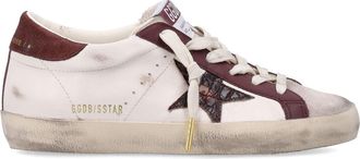 Golden Goose White Leather Burgundy Super-Star Sneakers