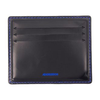 Ader Error Leather with Contrast Stitching Card Case - Black