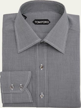 Tom Ford Mens Micro-Gingham Classic Fit Dress Shirt