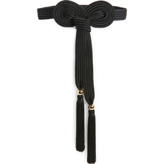 Carolina Herrera Satin Rope Belt in Black at Nordstrom, Size Large