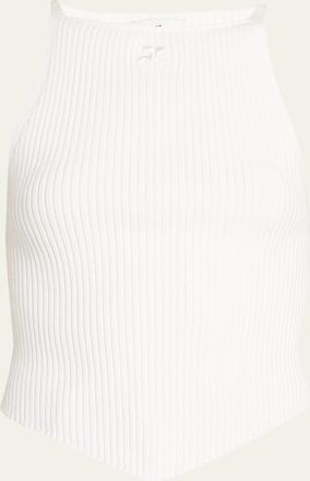Courr&egrave;ges Rib-Knit Tank Top with Pointed Hem