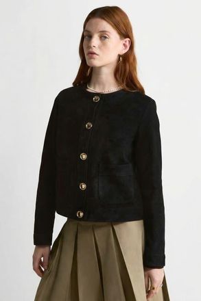 FURNIQ Margot Suede Jacket in Black at Nordstrom, Size Xx-Large