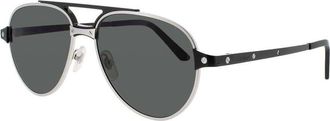 Cartier Mens Silver Tone Rectangular Sunglasses CT0476S004