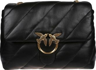 Pinko Love Big Puff Black Sheepskin Shoulder Bag