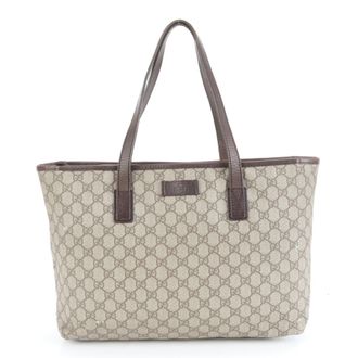 Gucci Brown Coated Canvas Leather Tote Bag (Pre-Owned)