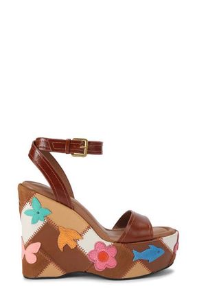 Kurt Geiger Patchwork Platform Wedge Sandal in Open Brown at Nordstrom, Size 9.5Us