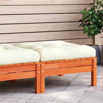 vidaXL Taburete De Jard&iacute;n Con Coj&iacute;n Madera Maciza De Pino Marr&oacute;n Cera Vidaxl