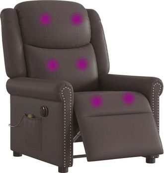 vidaXL Vidaxl - Sill&oacute;n Reclinable De Masaje El&eacute;ctrico Marr&oacute;n Brillante