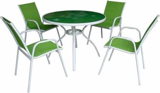 DL1961 Dl - Mesa 100 Cm + 4 Sillones Africa Verde