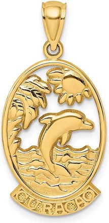 Diamond2Deal 14k Yellow Gold CURACAO Dolphin Sunset Charm