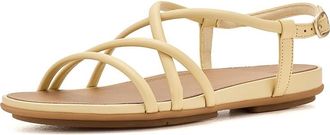 FitFlop Gracie Leather Strappy Back-Strap Sandals Womens Wedge Shoes Blonde : 10 M (B)